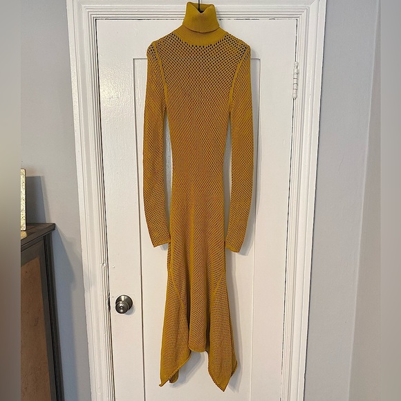 A.L.C. Sontag Open-Knit Turtleneck Dress SZ 2/4 Mustard - Picture 7 of 9